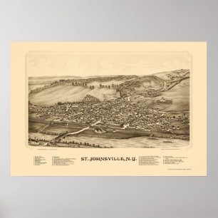 St. JohnsvilleのNYのパノラマ式の地図- 1890年 ポスター