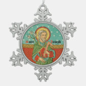 St. JosephのUpper Torso (詳細; VVP 09)セラミック スノーフレークピューターオーナメント (正面)