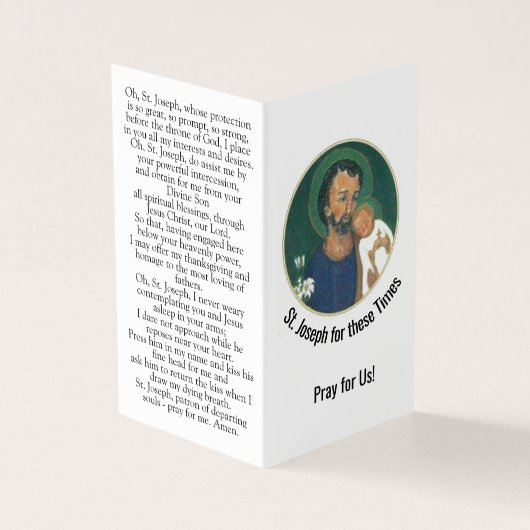 St. Joseph for these Times Prayer Card (外部)