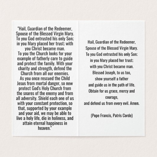 St. Joseph for these Times Prayer Card (内部フラット)