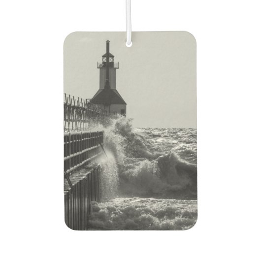 St Joseph Grayscaleでの激しい波 カーエアーフレッシュナー (正面)