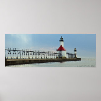 St. Joseph North Pier Lights, Michigan ポスター
