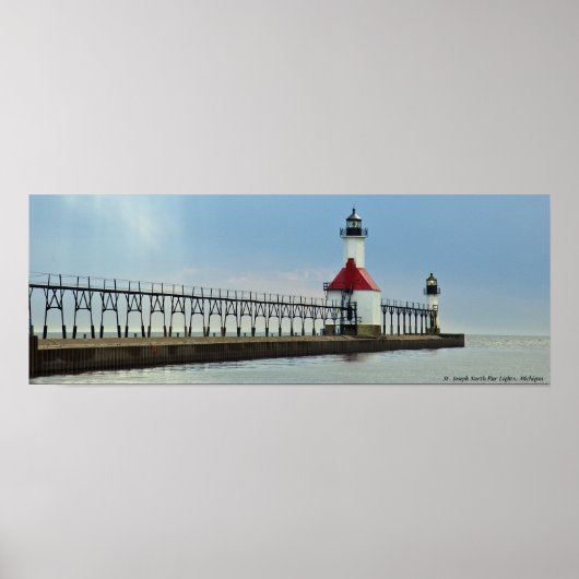 St. Joseph North Pier Lights, Michigan ポスター (正面)
