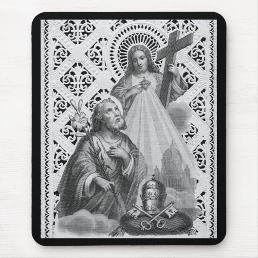 St. Joseph、Papal Symbols、およびSHJ (詳細、LT 02) マウスパッド (正面)