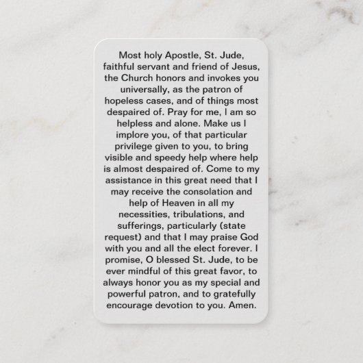 St. Jude祈りの言葉カード：ガビアフターアワー 名刺 (裏面)