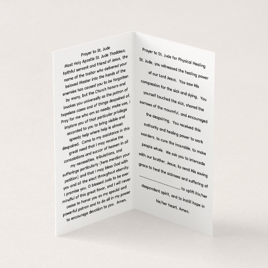 St. Jude Thaddaeus Prayer Card (内部)