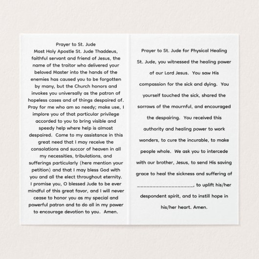 St. Jude Thaddaeus Prayer Card (内部フラット)
