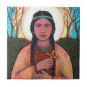 St Kateri Tekakwithaのセラミックタイル(4.25" x 4.25") タイル (正面)