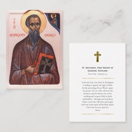 St. Kentigern First Bishop of Glasgow Prayer Card プレイスカード (正面/裏面)