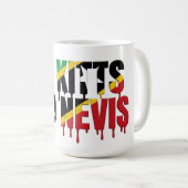 St. Kitts Drip Text | Caribbean Flag Design | Fan  コーヒーマグカップ (正面右)