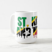 St. Kitts Drip Text | Caribbean Flag Design | Fan  コーヒーマグカップ (正面左)