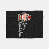 St. Knickerless Funny Mooning Santa Claus Christma フリースブランケット (正面(横))