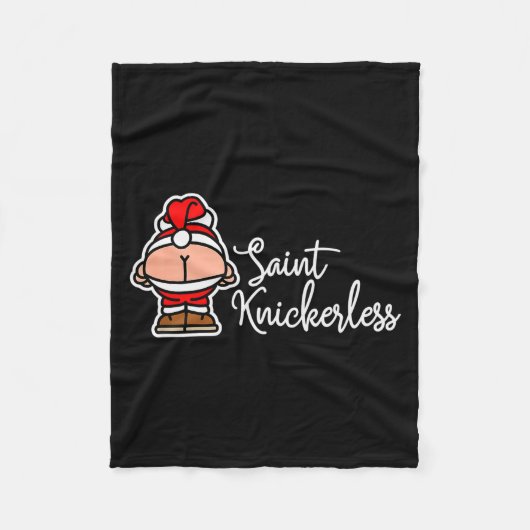 St. Knickerless Funny Mooning Santa Claus Christma フリースブランケット (正面)