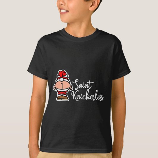 St. Knickerless Funny Mooning Santa Claus Christma Tシャツ (正面)