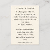 St. Lidwina of Schiedam Prayer Multiple Sclerosis  名刺 (裏面)