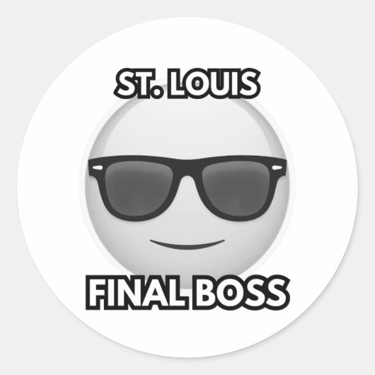 St. Louis Final Boss Cool Emoji ラウンドシール (正面)