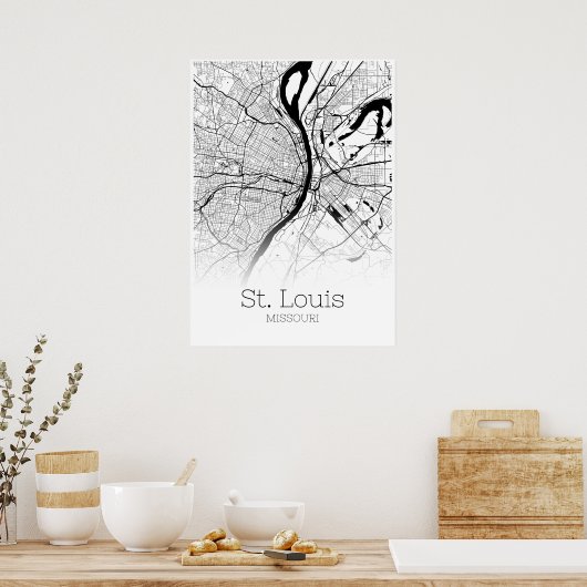 St. Louis Map - Missouri - City Map Poster ポスター (キッチン)