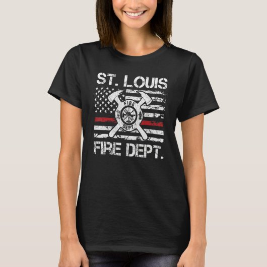 St Louis Missouri Fire Department Thin Red Line Fi Tシャツ (正面)