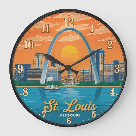 St. Louis Missouri Gateway Arch ラージ壁時計 (正面)