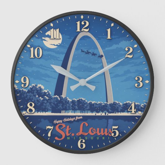 St. Louis Missouri Gateway Arch Christmas ラージ壁時計 (正面)