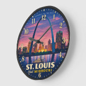 St. Louis Missouri Gateway Arch Vintage Travel ラージ壁時計 (傾斜)