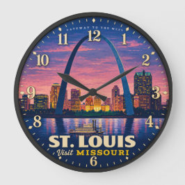 St. Louis Missouri Gateway Arch Vintage Travel ラージ壁時計