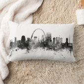 St Louis Missouri Skyline Black White ランバークッション (ブランケット)