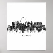 St. Louis Missouri Skyline BW ポスター (正面)
