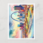 ST Louis Missouri USA有名なプレイスウォーターカラー ポストカード (正面)