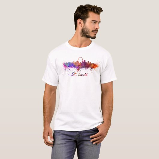 St Louis skyline in watercolor Tシャツ (正面フル)