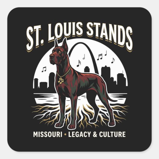 St. Louis Stands Great Dane Cultural Legacy Art スクエアシール (正面)