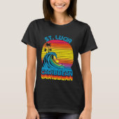 St Lucia Caribbean Retro Throwback Surf & Beach So Tシャツ (正面)