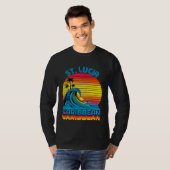 St Lucia Caribbean Retro Throwback Surf & Beach So Tシャツ (正面フル)