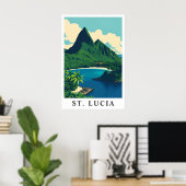 St. Lucia Caribbean Tropical Beach Travel Art ポスター (ホームオフィス)