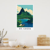 St. Lucia Caribbean Tropical Beach Travel Art ポスター (キッチン)