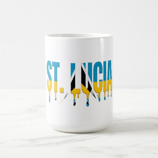 St. Lucia Drip Text | Caribbean Flag Design | Fan  コーヒーマグカップ (中央)