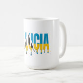 St. Lucia Drip Text | Caribbean Flag Design | Fan  コーヒーマグカップ (正面右)
