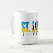 St. Lucia Drip Text | Caribbean Flag Design | Fan  コーヒーマグカップ (正面左)