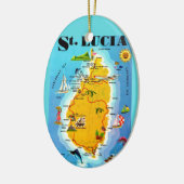 St Lucia Map Postcard Ornament セラミックオーナメント (左)