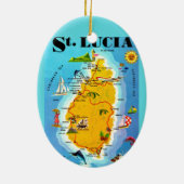 St Lucia Map Postcard Ornament セラミックオーナメント (裏面)