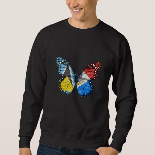 St Lucian Sint Maartener Flag Butterfly スウェットシャツ (正面)