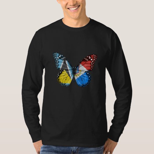 St Lucian Sint Maartener Flag Butterfly   Tシャツ (正面)