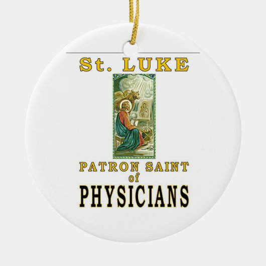 ST LUKEの守護聖人の医者 セラミックオーナメント (正面)