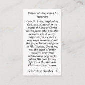 St. Luke the Evangelistカスタマイズ可能な祈りの言葉カード コーリングカード (裏面)