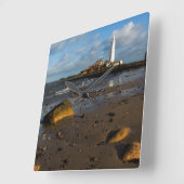 St Maryの島| Whitley、イギリス スクエア壁時計 (傾斜)