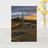 St Maryの灯台イギリスの誕生日の挨拶状 カード (黄色い花)