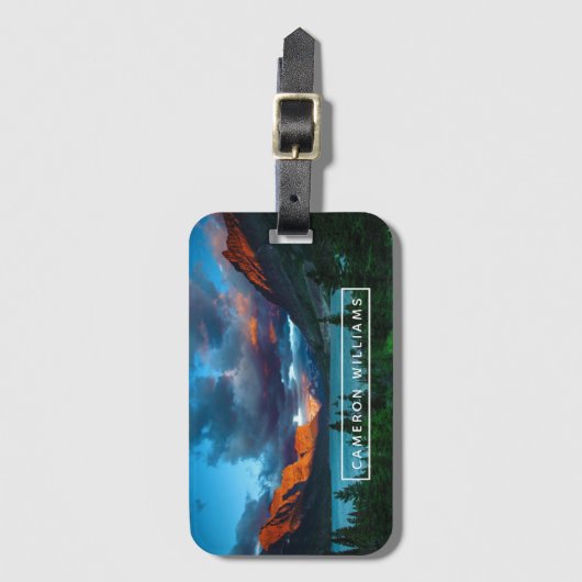 st. Mary湖であなたの一流の|の日の出を加えて下さい ラゲッジタグ (正面縦)