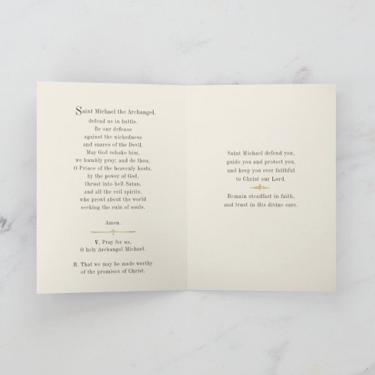 St Michael Archangel Catholic Blessing Card カード (内部)