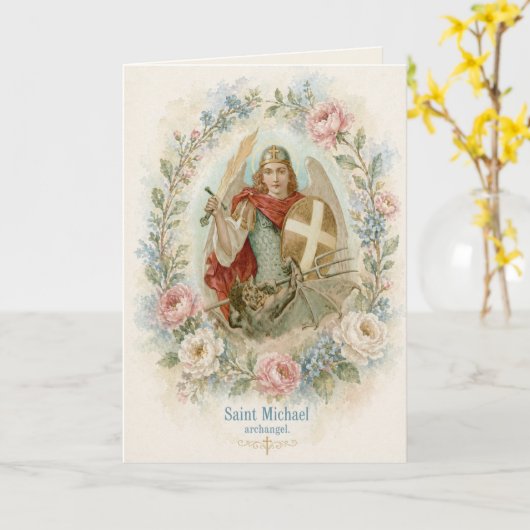 St Michael Archangel Catholic Blessing Card カード (黄色い花)