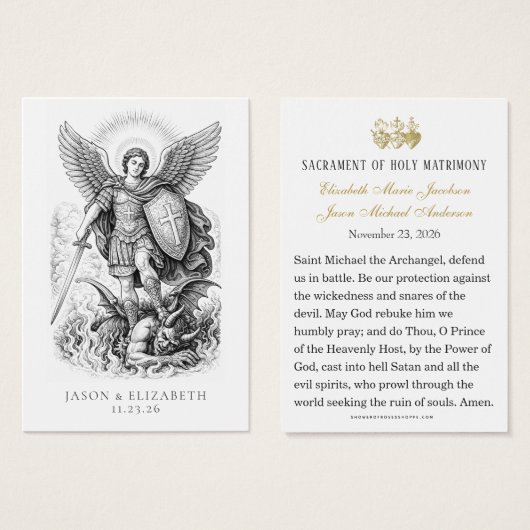 St. Michael Catholic Wedding Prayer Cards (正面&裏面)